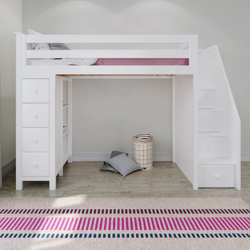 Harriet Bee Ayres Twin Loft Bed with Drawers and Shelves & Reviews